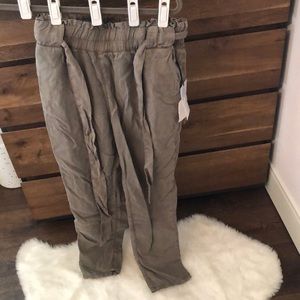 cute army green flowy pants